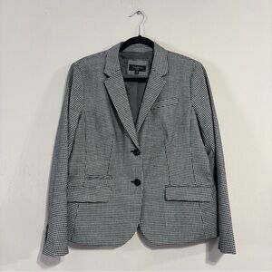 Talbots Petite Women's Wool Jacket Blazer Size 16P Black Houndstooth Career Wear